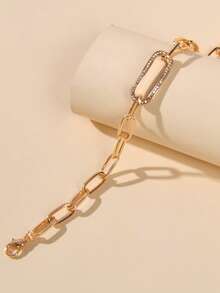Rhinestone Decor Bracelet - Yellow Gold - View 2