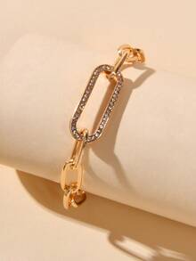 Rhinestone Decor Bracelet - Yellow Gold - View 4