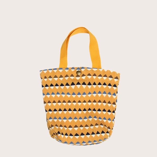

Geometric Graphic Satchel Bag, Yellow