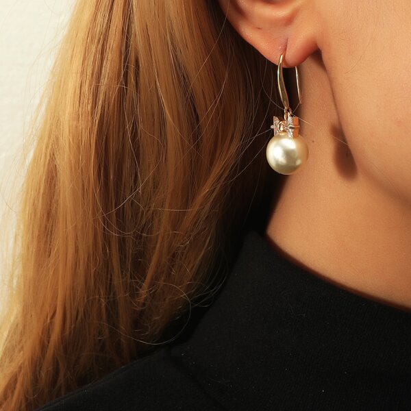 

Faux Pearl Drop Earrings, White