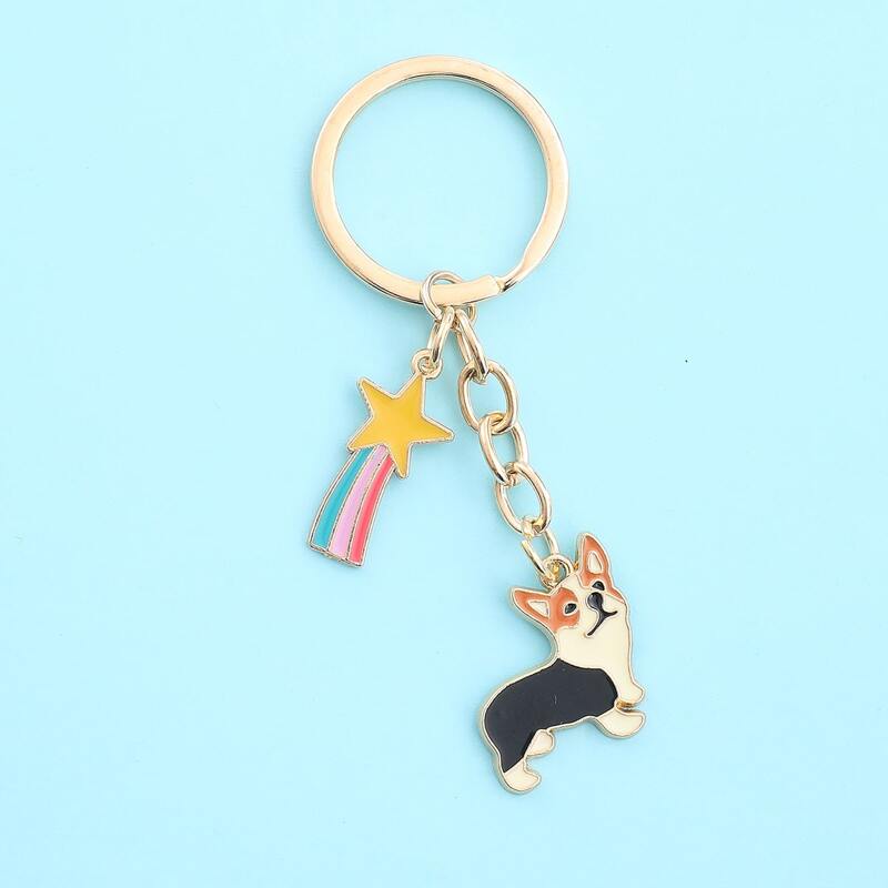 

Dog Charm Keychain, Gold
