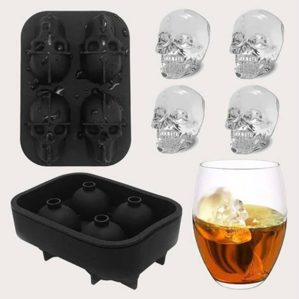 

1pc Skull Ice Cube Mold, Black