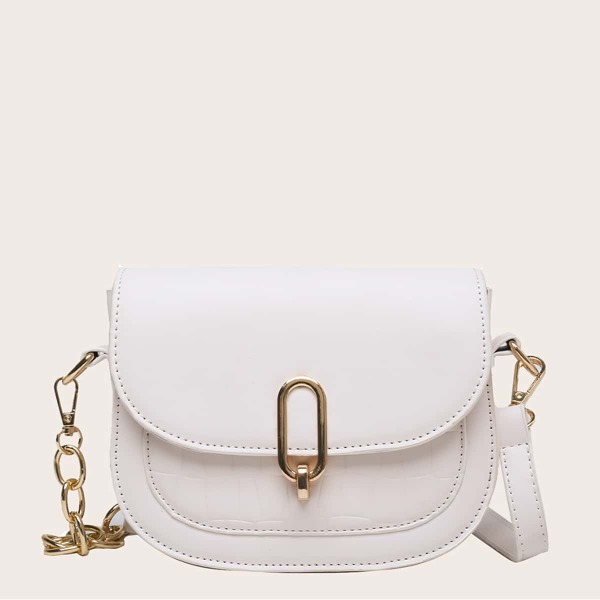 

Metal Lock Saddle Bag, White