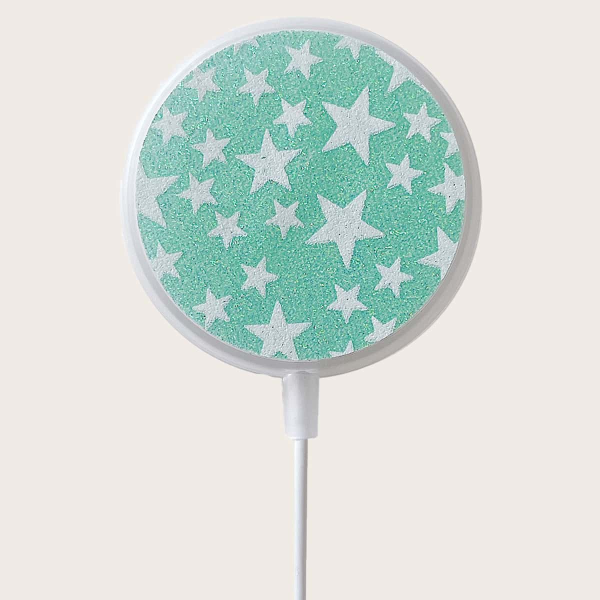 

Glitter Star Print Wireless Charger Case, Green