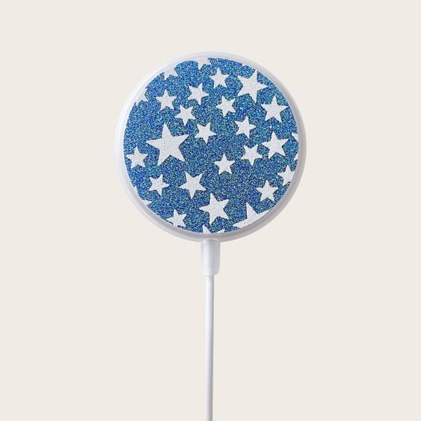 

Glitter Star Print Wireless Charger Case, Blue