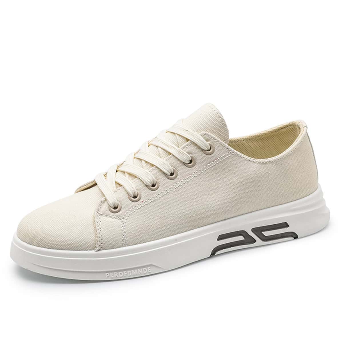 Guys Lace-up Front Canvas Shoes, Beige