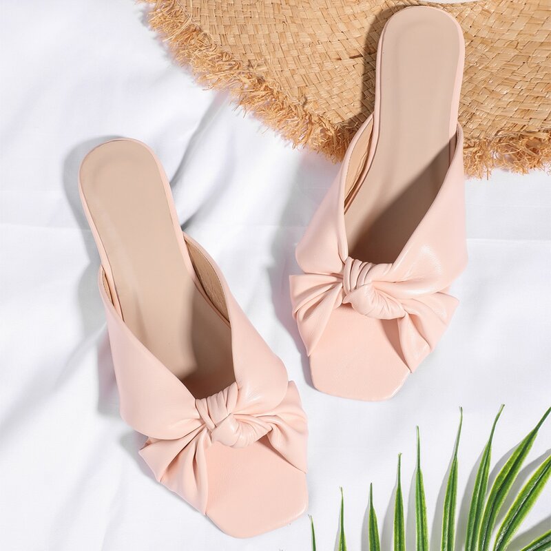 

Knot Decor Slide Sandals, Pink