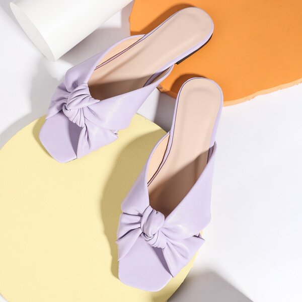 

Knot Decor Slide Sandals, Purple