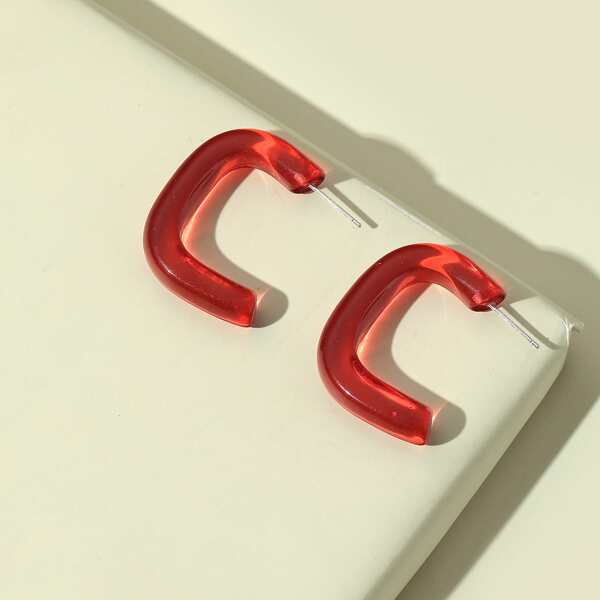 

Acrylic Cuff Hoop Earrings, Red