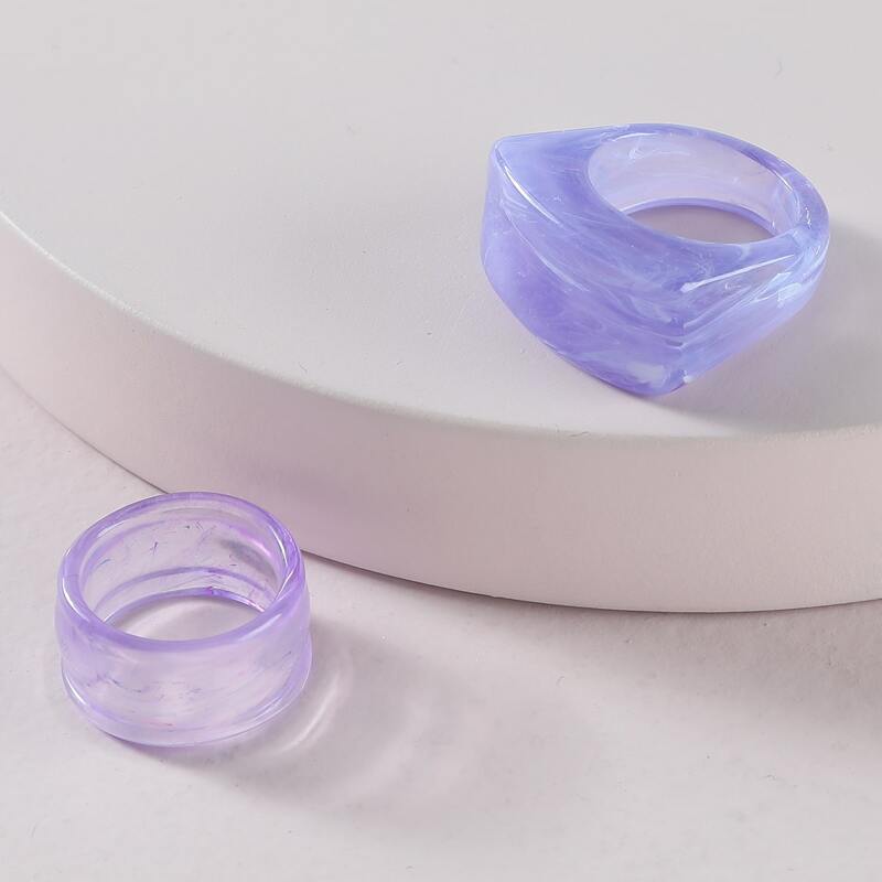 

2pcs Hollow Out Resin Ring, Purple