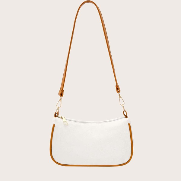 

Two Tone Baguette Bag, White