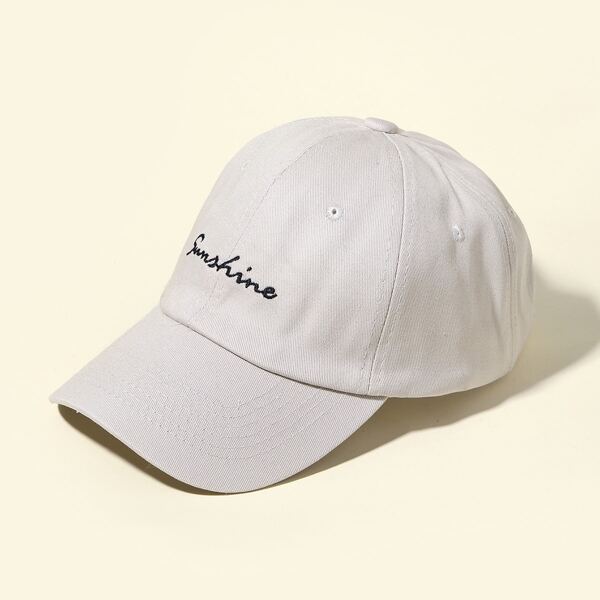 

Letter Embroidery Baseball Cap, Beige
