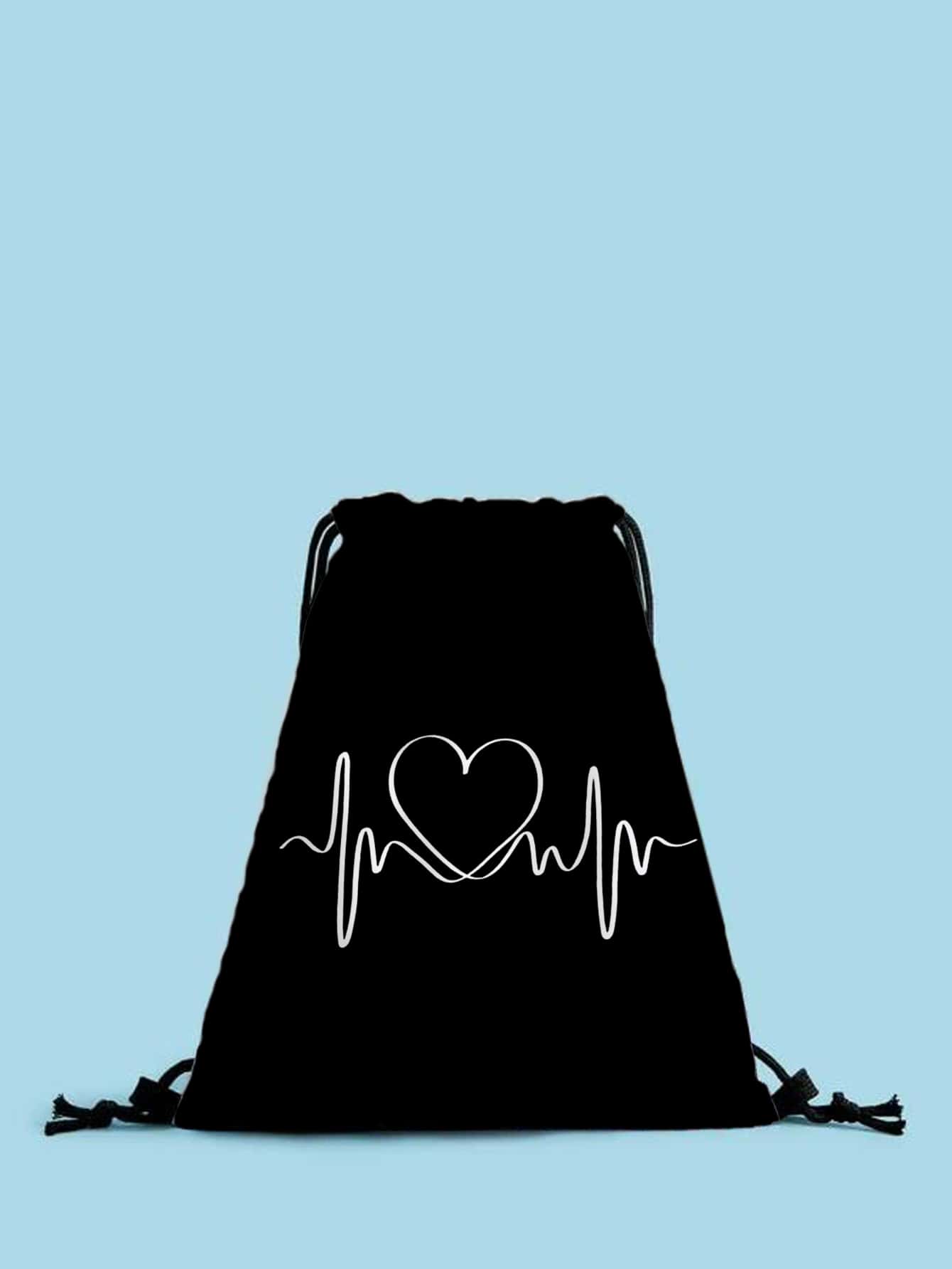 Balo rút dây họa tiết trái tim, Balo nhỏ nhẹ, Balo mini cho ngày tựu trường & du lịchTúi đi học, Nhẹ, Di động, Thường ngày công sở, Thích hợp cho nữ sinh trung học, Sinh viên đại học, Hoàn hảo cho ngày tựu trường, Cao đẳng, Trung học cơ sở, Trung học phổ thông, Công sở, Kinh doanh, Đi làm, Sân vận động, Thể thao, Mua sắm, Ngày lễ tình nhân - màu đen - Xem 1