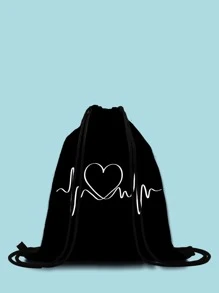 Balo rút dây họa tiết trái tim, Balo nhỏ nhẹ, Balo mini cho ngày tựu trường & du lịchTúi đi học, Nhẹ, Di động, Thường ngày công sở, Thích hợp cho nữ sinh trung học, Sinh viên đại học, Hoàn hảo cho ngày tựu trường, Cao đẳng, Trung học cơ sở, Trung học phổ thông, Công sở, Kinh doanh, Đi làm, Sân vận động, Thể thao, Mua sắm, Ngày lễ tình nhân - màu đen - Xem 3