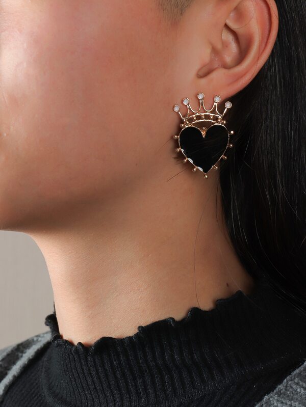 1 对奢华时尚皇冠和心形吊坠耳环，派对配饰，适合女士情人节、妈妈、母亲、母亲节、礼物