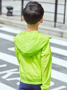 Chamarra contra sol con capucha con cremallera neón - Verde Lima - Ver 2