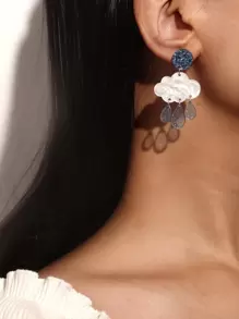 Hoa tai thả thiết kế đám mây - Màu xanh lam - Xem 2