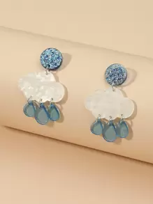 Hoa tai thả thiết kế đám mây - Màu xanh lam - Xem 3