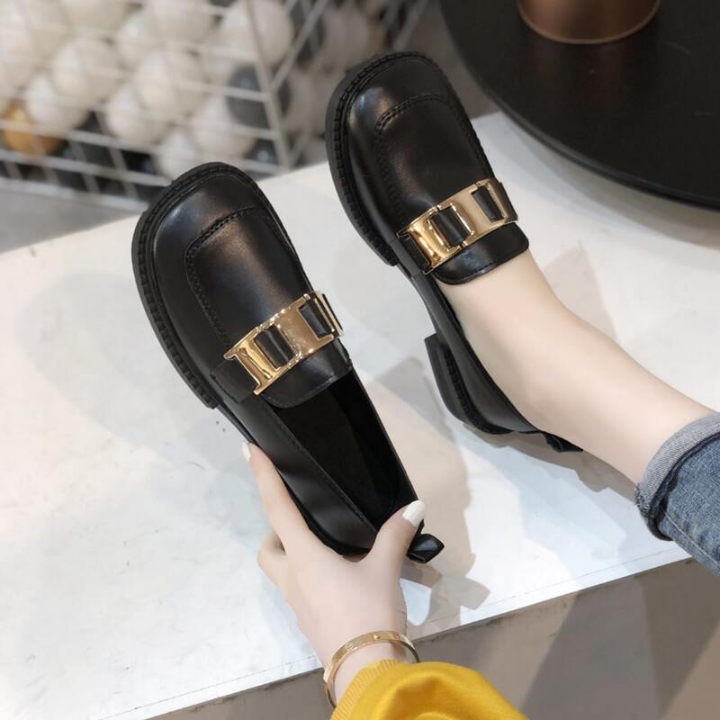 

Square Toe Chunky Heeled Loafers, Black