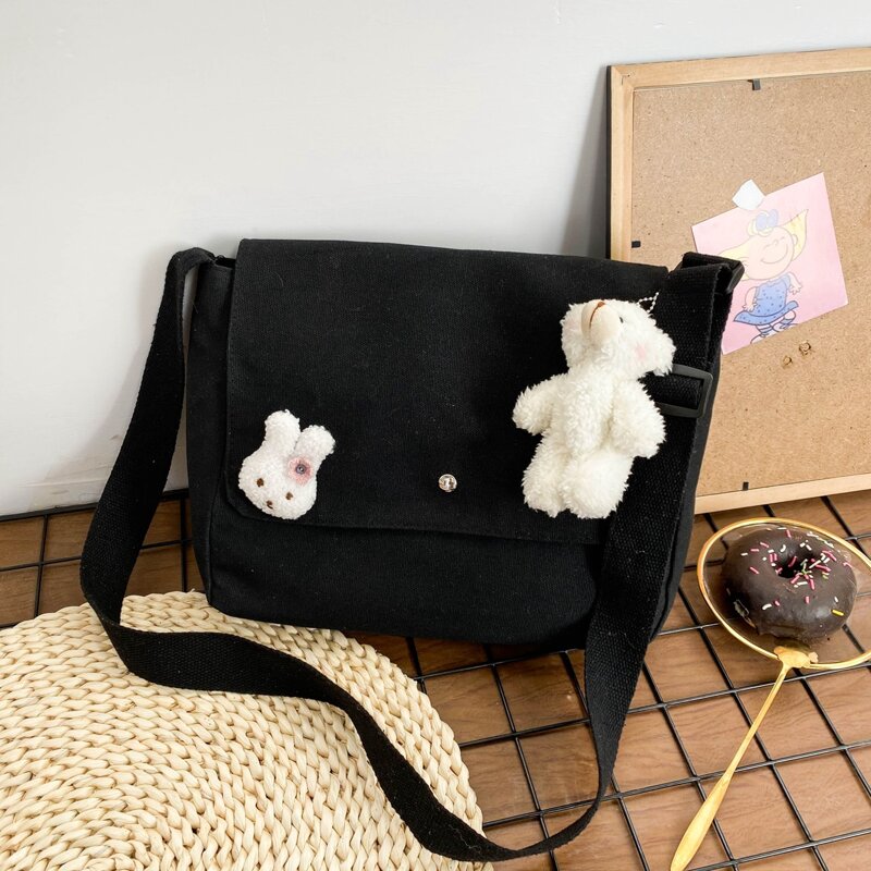 

Cartoon Flap Crossbody Bag, Black