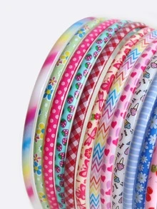 12 chiếc kẹp tóc bằng nhựa in họa tiết hoa, trái cây, sọc, kẻ caro cho bé gái, kẹp tóc họa tiết chấm bi nhiều màu dễ thương, thích hợp cho cuộc sống hàng ngày hoặc đi nghỉ - Nhiều màu - Xem 5