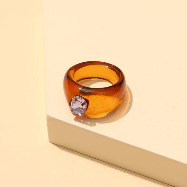 

Rhinestone Detail Ring, Brown