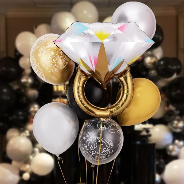 

11pcs Ring Weeding Party Balloon Set, Multicolor