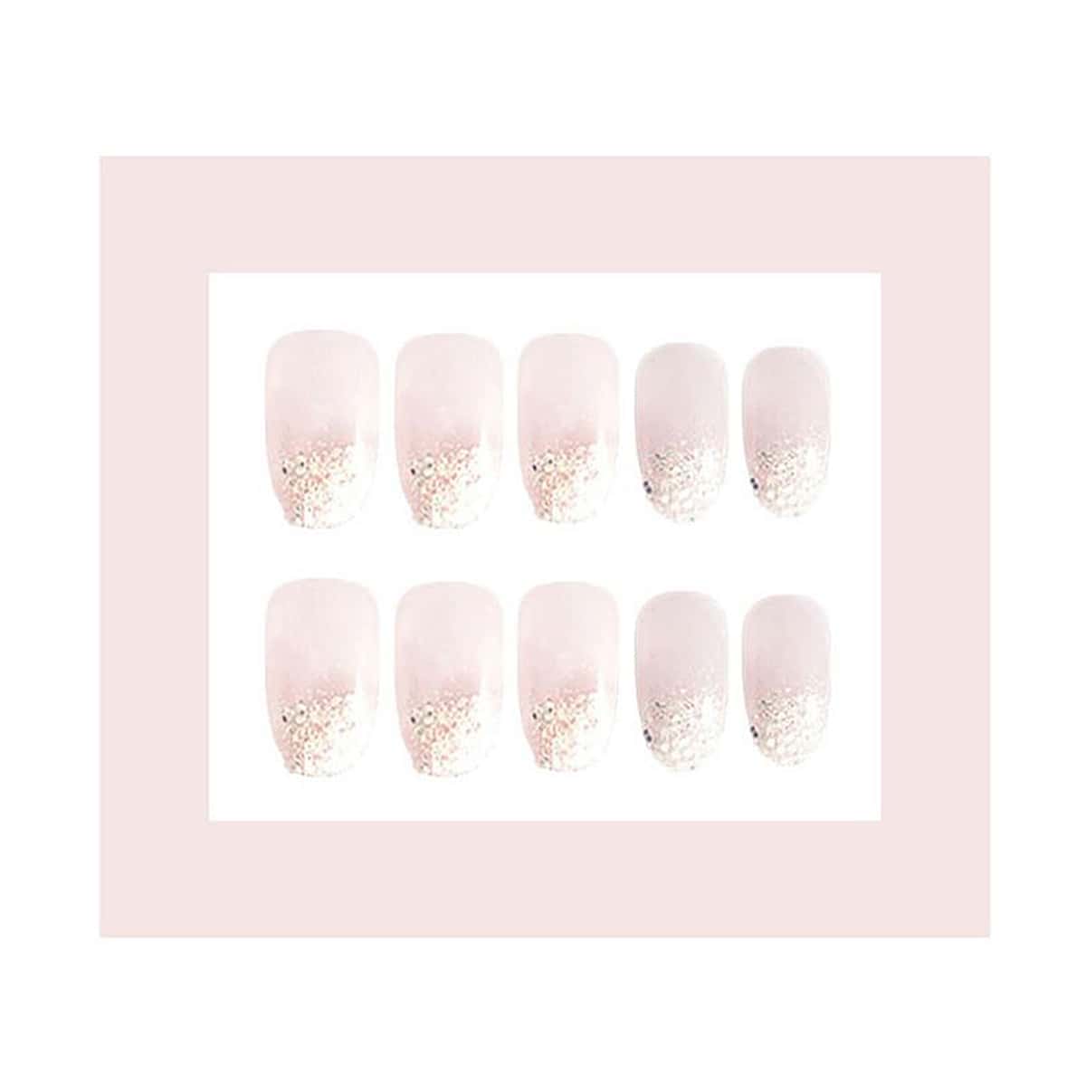 

24pcs Glitter Fake Nail, Silver