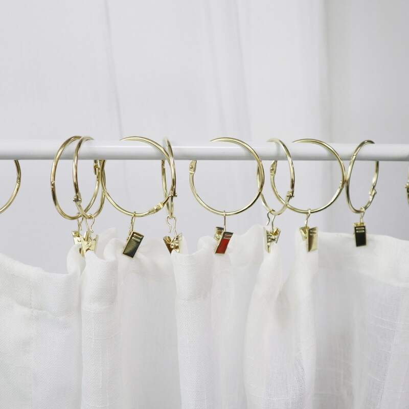 

10pcs Metal Shower Curtain Clip Ring, Gold