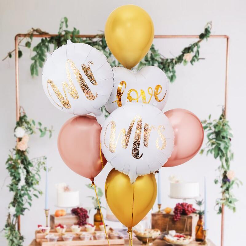 

9pcs Letter Graphic Weeding Party Balloon Set, Multicolor