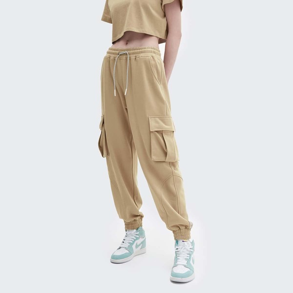 

Pocket Side Drawstring Waist Sweatpants, Khaki
