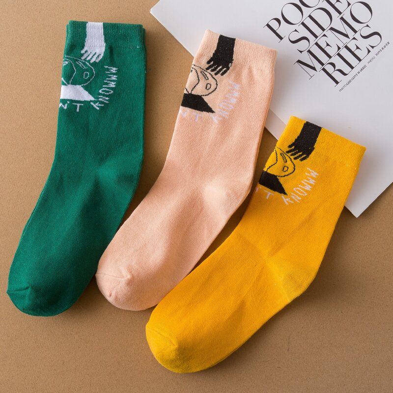 

3pairs Cartoon Crew Socks, Multicolor
