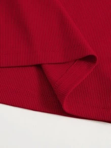 Muchica Scoop Neck Solid Tank Top - Red - View 4