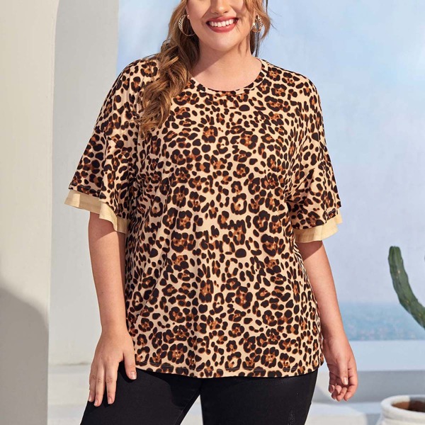 

Plus Bell Sleeve Leopard Top, Multicolor