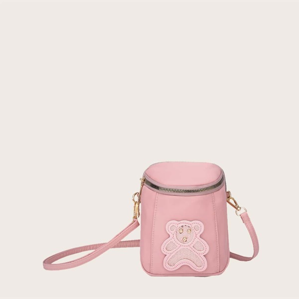 

Girls Cartoon Patch Crossbody Bag, Pink