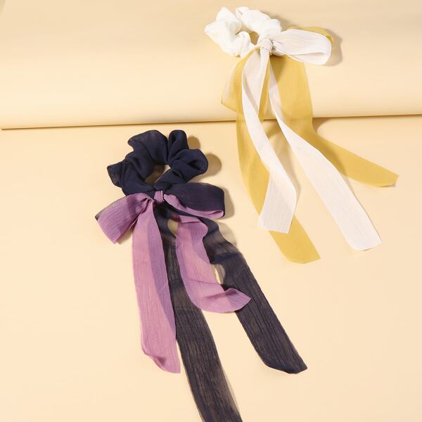 

2pcs Knot Hair Tie, Multicolor