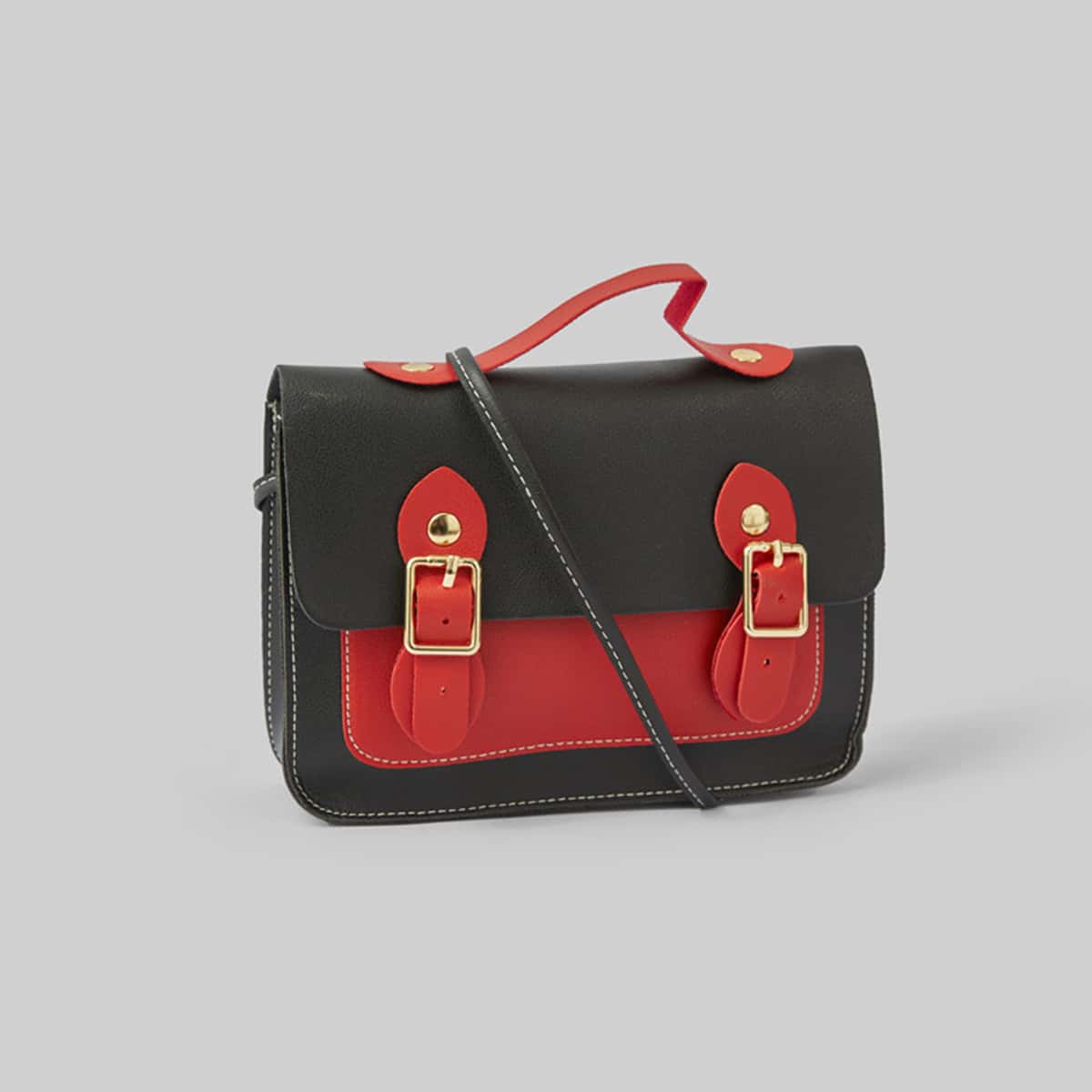 

Colorblock Buckle Satchel Bag, Multicolor
