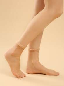 10pairs Sheer Crew Socks - Khaki - View 2