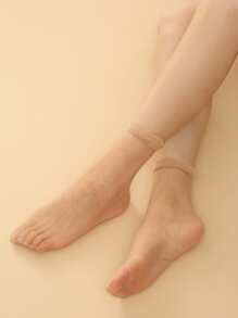 10pairs Sheer Crew Socks - Khaki - View 3