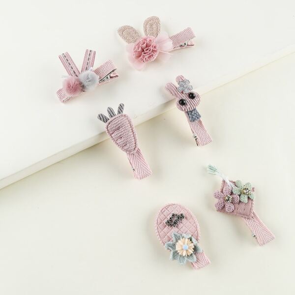 

6pcs Toddler Girls Cartoon Hair Clip, Multicolor