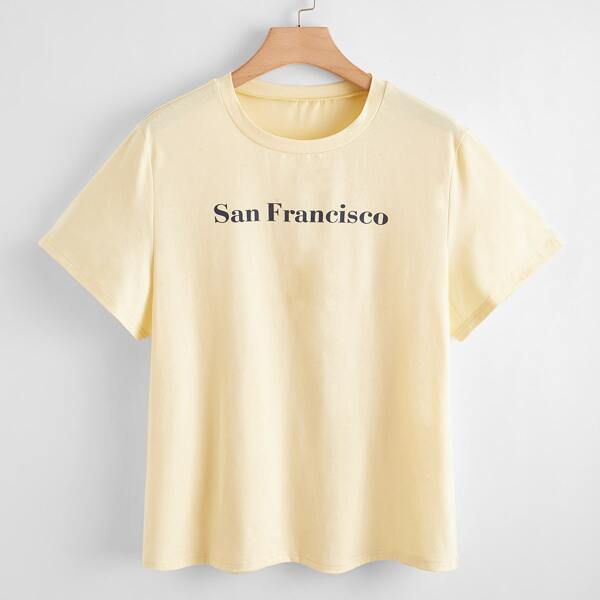 

Plus Letter Graphic Short Sleeve Tee, Beige