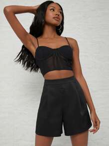 Raluk Shorts con diseño fruncido - Negro - Ver 1