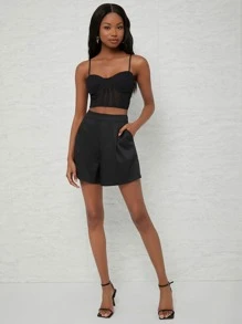 Raluk Shorts con diseño fruncido - Negro - Ver 5