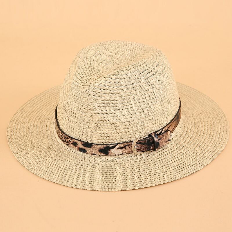 

Belt Decor Straw Hat, Beige