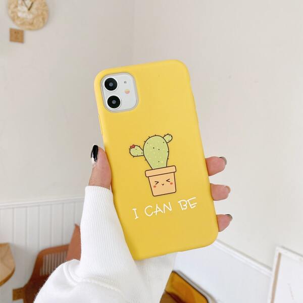 

Cartoon Cactus iPhone Case, Yellow
