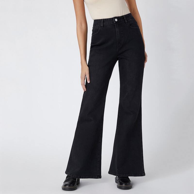 

Vintage High-Waist Denim Big Flare Jeans, Black