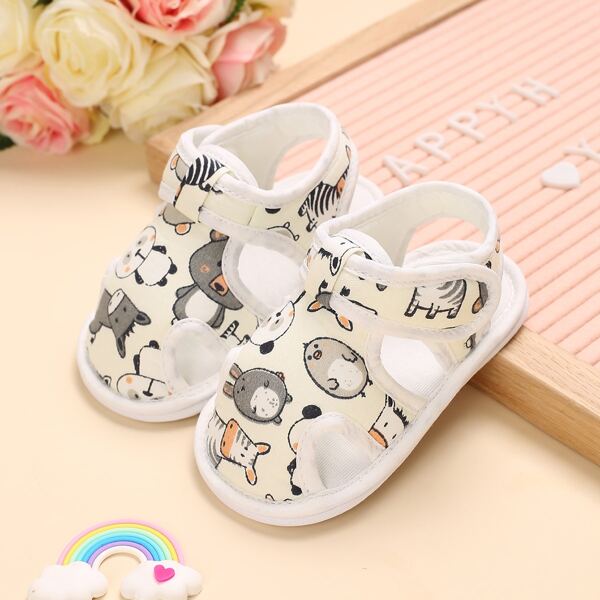 

Baby Boy Cartoon Graphic Velcro Strap Sandals, White