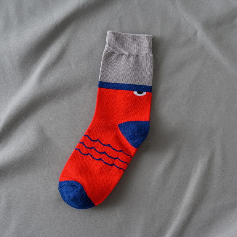 

1pair Cartoon Pattern Crew Socks, Red