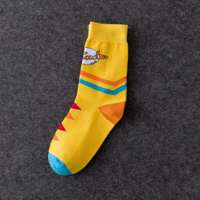 

1pair Geometric Pattern Crew Socks, Yellow
