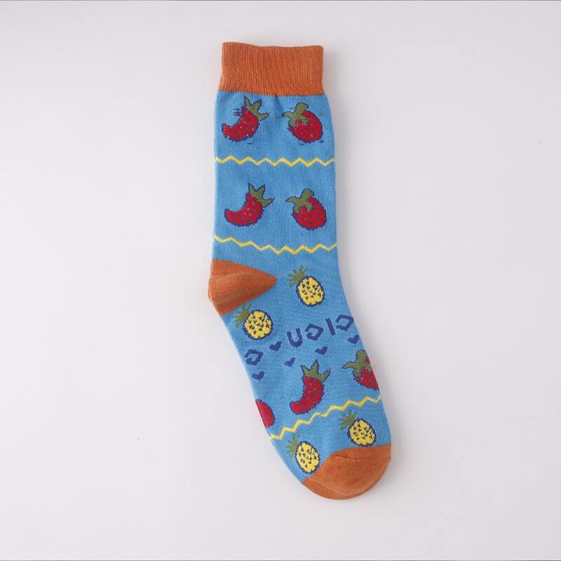 

1pair Fruit Print Crew Socks, Multicolor
